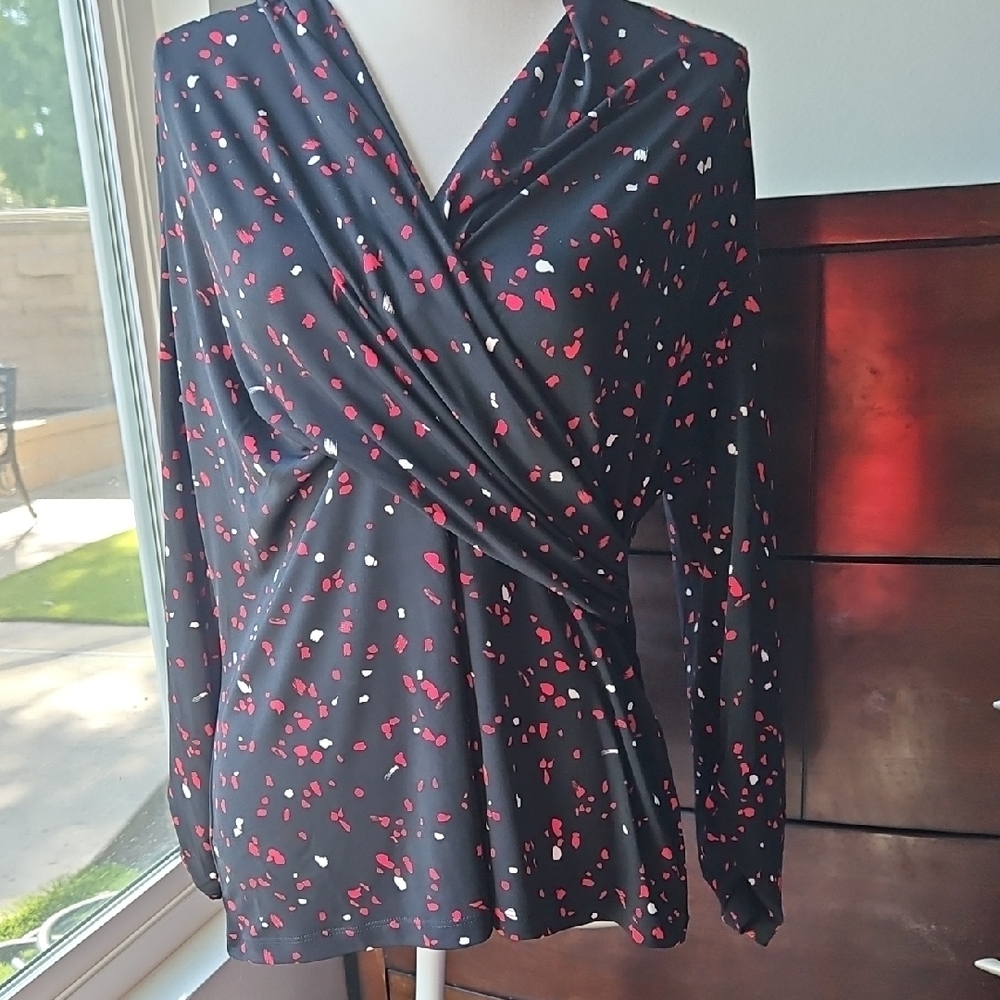 DKNY Wrap Surplice Women's Blouse Top NEW